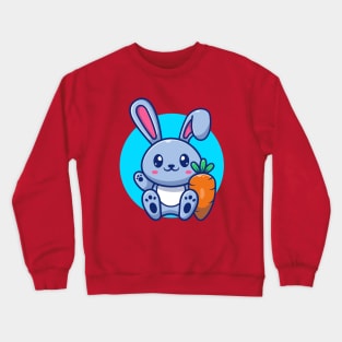 Cute Rabbit Sitting With Carrot Cartoon Crewneck Sweatshirt